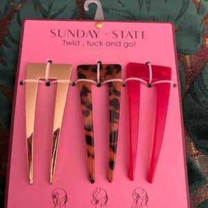 SUNDAY STATE French Twist Pins - Gold, Tortoiseshell & Red